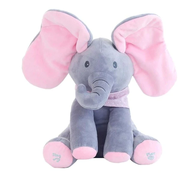 Peek A Boo Elephant Baby Toy - Grey & Pink