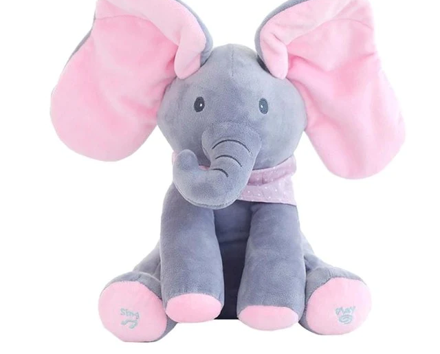 Peek A Boo Elephant Baby Toy - Grey & Pink