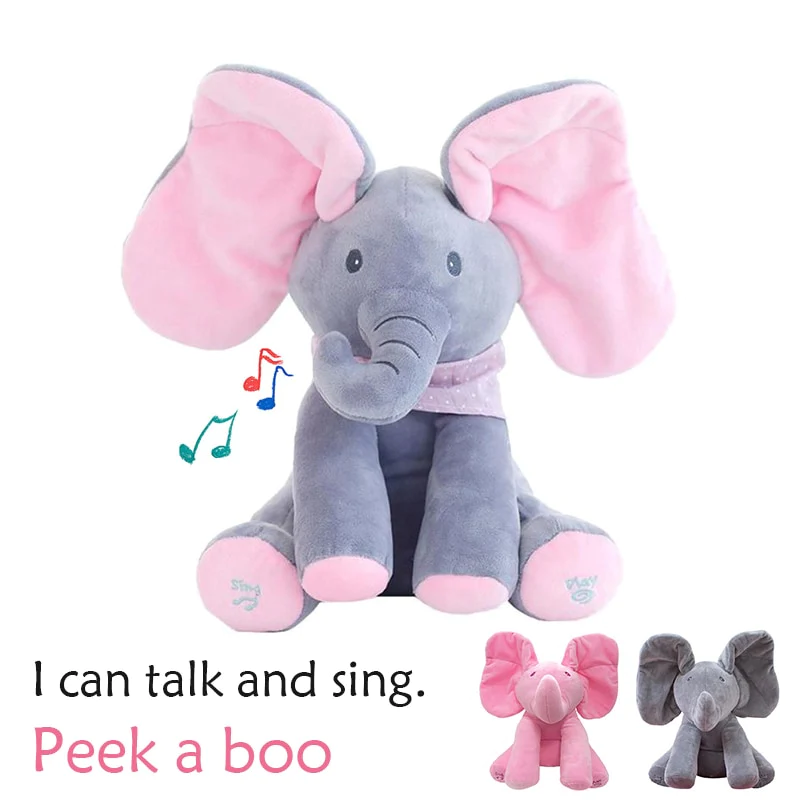 Peek A Boo Elephant Baby Toy - Grey & Pink