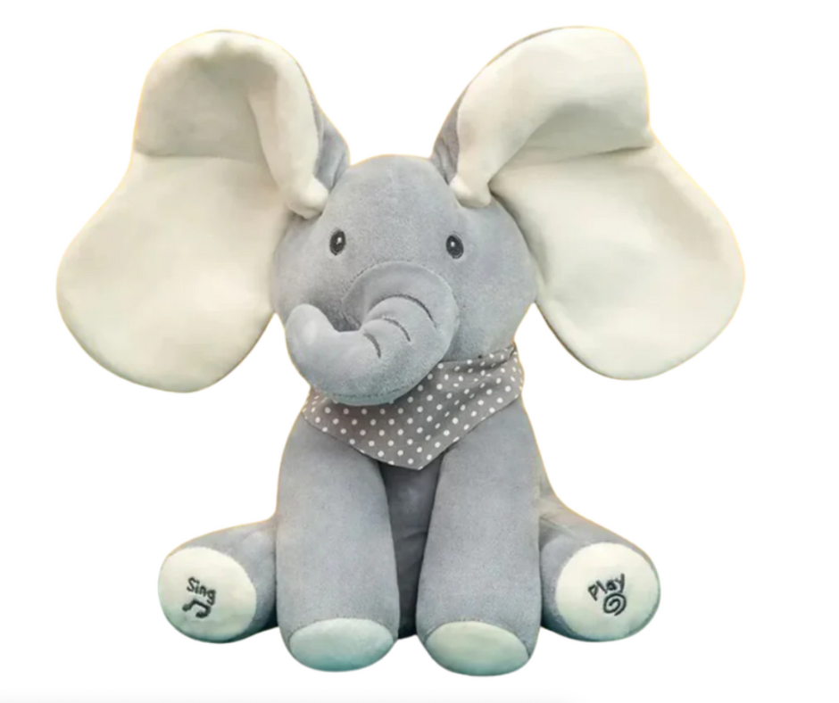 Peek A Boo Elephant Baby Toy - White