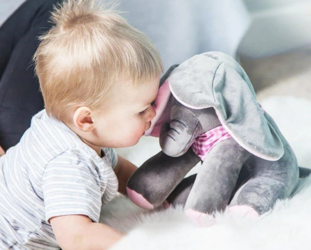 Peek A Boo Elephant Baby Toy - Grey & Pink