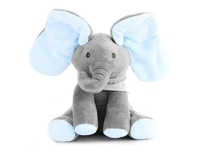 Peek A Boo Elephant Baby Toy - Blue Grey