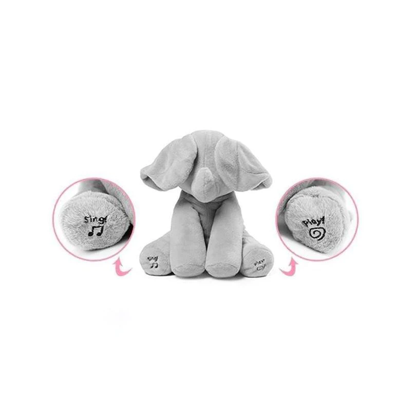 Peek A Boo Elephant Baby Toy - Grey