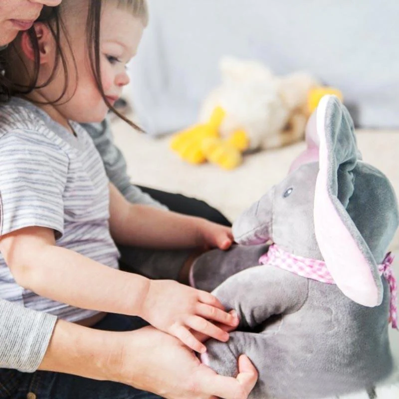 Peek A Boo Elephant Baby Toy - Grey & Pink